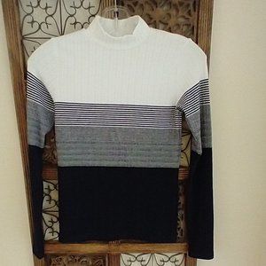 Women's size XS MNG Casual long-sleeve top with striped / block color pattern